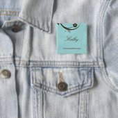 Salon Spa Name Tag Button Brooch watery blue (In situ)