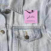 Salon Spa Name Tag Button Brooch watery roze (In situ)