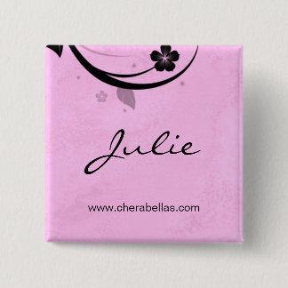 Salon Spa Name Tag Button Brooch watery roze