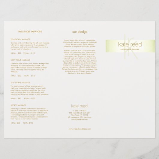 Salon Spa Service Price Menu Trivoudig Lime Green (Voorkant)