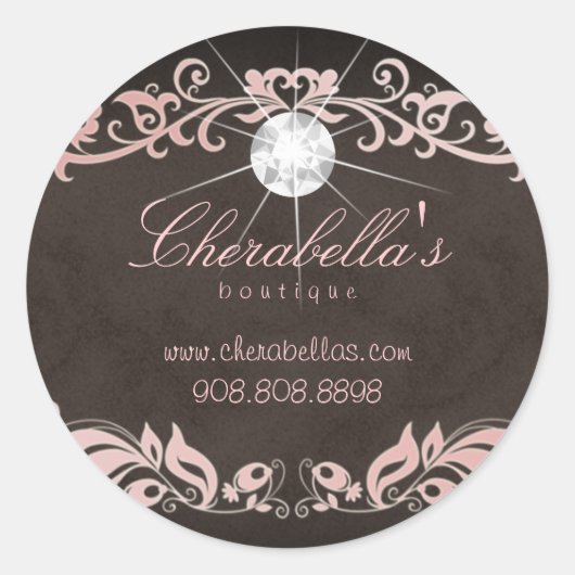 Salon spa sieraden sticker diamant roze bruin sd 2 (Voorkant)