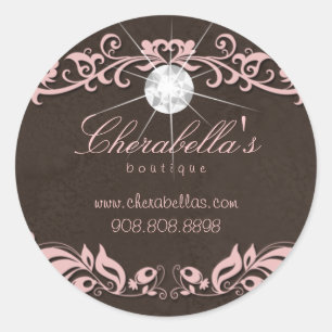 Salon spa sieraden sticker diamant roze bruin suèd