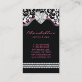 Salon Spa Sieraden Visitekaartje Roze Damask Bow (Achterkant)