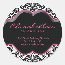 Salon Spa Sticker Pink Black White Damask