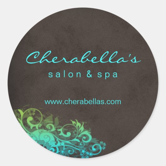 Salon Spa Sticker Turquoise blauw groen bruin (Voorkant)