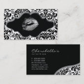 Salon Spa Visitekaartje Black Silver Lips (Voorkant / Achterkant)