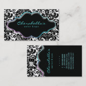 Salon Spa Visitekaartje Blauw roze Damask (Voorkant / Achterkant)