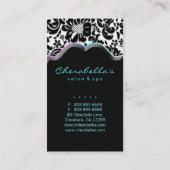 Salon Spa Visitekaartje Blauw roze Damask (Achterkant)