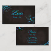 Salon Spa Visitekaartje Blue Turquoise op Black (Voorkant / Achterkant)
