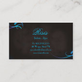 Salon Spa Visitekaartje Blue Turquoise op Black (Achterkant)