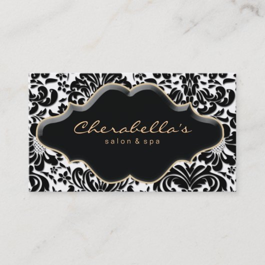 Salon Spa Visitekaartje Bronze Gold Damask (Voorkant)