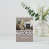Salon Spa Visitekaartje Damask Sjabloon Beige (Staand voorkant)