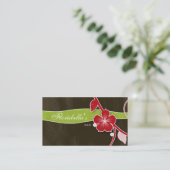 Salon Spa Visitekaartje Floral Red Brown Tropical (Staand voorkant)