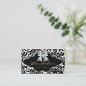 Salon Spa Visitekaartje Gold Jewel Bow Damask (Staand voorkant)