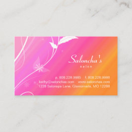 Salon Spa Visitekaartje leaf roze sinaasappel