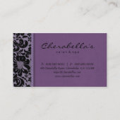 Salon Spa Visitekaartje Paars Damask Floral (Achterkant)