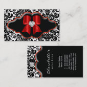 Salon Spa Visitekaartje Red Damask Heart Jewel (Voorkant / Achterkant)