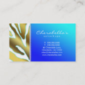 Salon Spa Visitekaartje Retro Zebra Blue Gold (Achterkant)