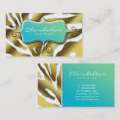 Salon Spa Visitekaartje Retro Zebra Blue Gold (Voorkant / Achterkant)