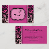 Salon Spa Visitekaartje Roze Damask Floral (Voorkant / Achterkant)