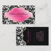 Salon Spa Visitekaartje Roze Floral Damask (Voorkant / Achterkant)