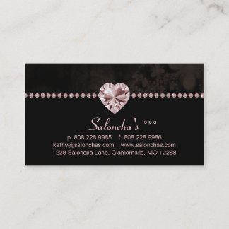 Salon Spa Visitekaartje roze hartrinestone