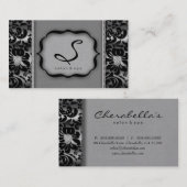 Salon Spa Visitekaartje Silver Damask Floral (Voorkant / Achterkant)
