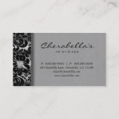 Salon Spa Visitekaartje Silver Damask Floral (Achterkant)