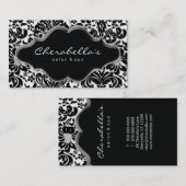 Salon Spa Visitekaartje Silver Platinum Damask (Voorkant / Achterkant)