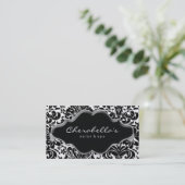 Salon Spa Visitekaartje Silver Platinum Damask (Staand voorkant)