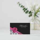Salon Spa Visitekaartje zwarte roze voddervocht (Staand voorkant)