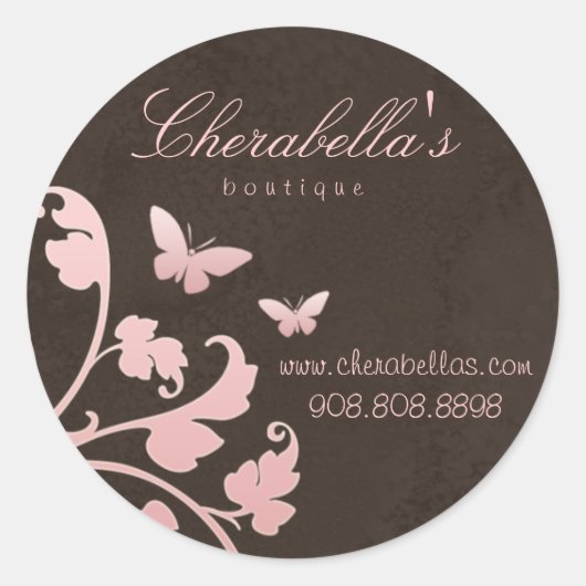 Salon spa vlinder sticker suede roze bruin (Voorkant)