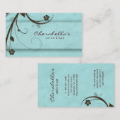 Salon Spa Watery Blue Floral Elegant Visitekaartje (Voorkant / Achterkant)