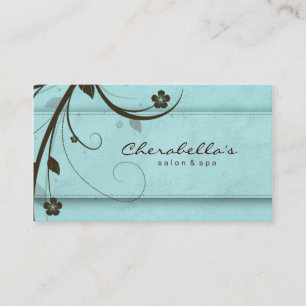 Salon Spa Watery Blue Floral Visitekaartje