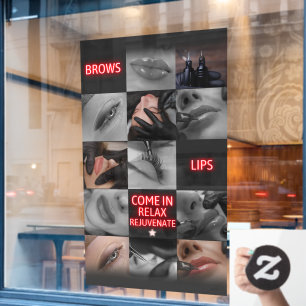 Salon Spa Wenkbrauwen Lippen Kom Binnen Ontspan Op Raamsticker