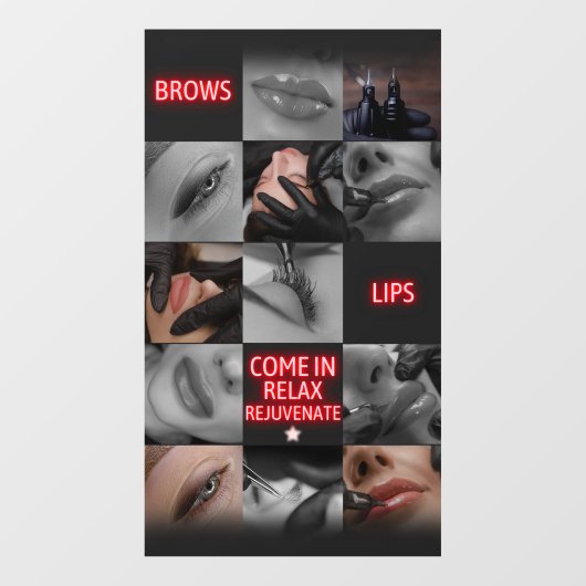 Salon Spa Wenkbrauwen Lippen Kom Binnen Ontspan Op Raamsticker (Vel)
