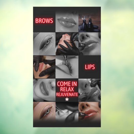 Salon Spa Wenkbrauwen Lippen Kom Binnen Ontspan Op Raamsticker (Vel 3)