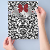 SALON Spa Xmas Flyer Floral Damask Red (Hand)