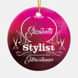 Salon Stylist Hairdresser Monogram Modern Pink Keramisch Ornament