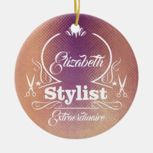 Salon Stylist Hairdresser Roos Gold Monogram Keramisch Ornament