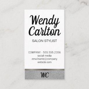 Salon Stylist / Modern Glamor Glitter / Monogram Visitekaartje