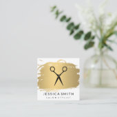 Salon Stylist | Modern | Goudborstel Vierkante Visitekaartje (Staand voorkant)