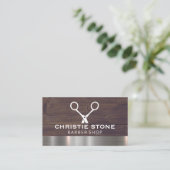 Salon Stylist Rustic Wood Metal Trim Visitekaartje (Staand voorkant)