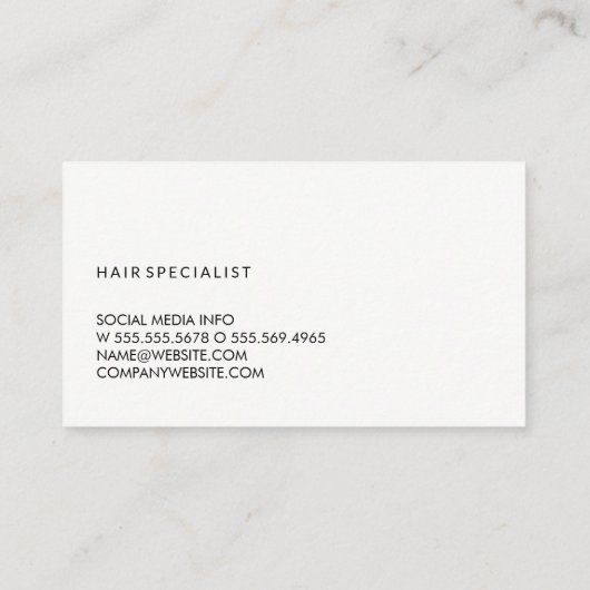 Salon Stylist / Zilver Metallic Zwart Two Tone Visitekaartje (Achterkant)