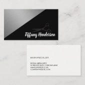 Salon Stylist / Zilver Metallic Zwart Two Tone Visitekaartje (Voorkant / Achterkant)