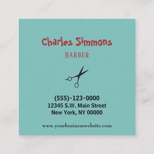 Salon Tool-gereedschap gereedschap Haarbarber Blau Vierkante Visitekaartje (Achterkant)