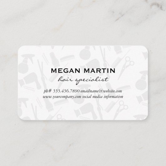 Salon Tool Pattern Monogramm Visitekaartje (Achterkant)