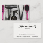 Salon Tools Roze en Zwart Visitekaartje Foto Afsprakenkaartje (Voorkant / Achterkant)