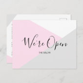 Salon Veiligheid: Moderne Roze en Grijze Heropenin Briefkaart (Voorkant / Achterkant)