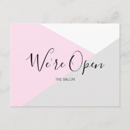 Salon Veiligheid: Moderne Roze en Grijze Heropenin Briefkaart